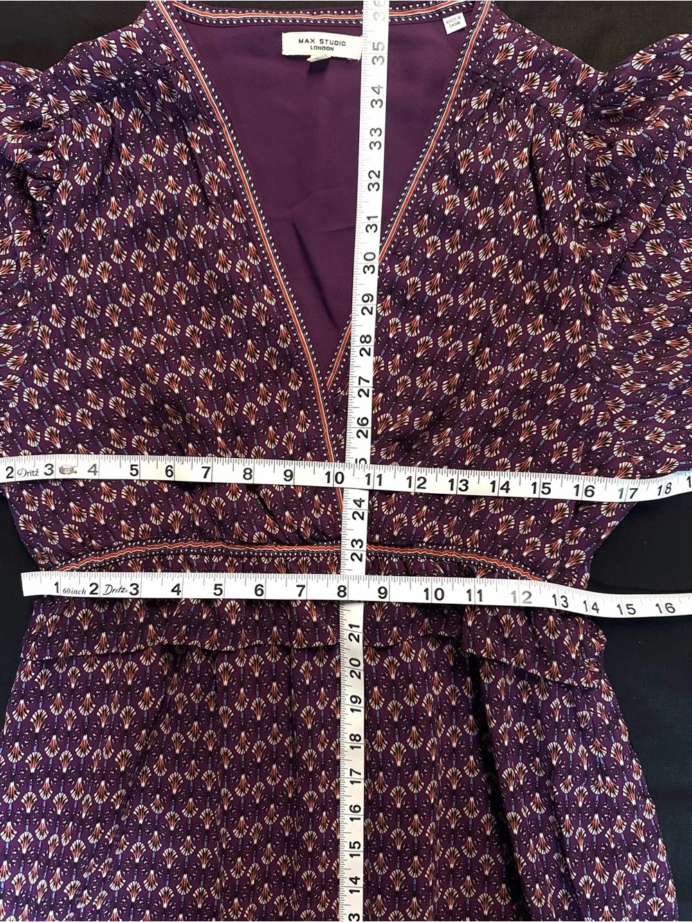 NWOT Max Studio Purple Floral Fan Balloon Sleeve A-Line Dress MED never worn - Picture 16 of 16